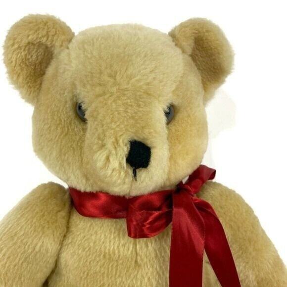 Midwest Importers of Cannon Falls Teddy Bear Plush Poseable Brown With Red Bow - Picture 2 of 10